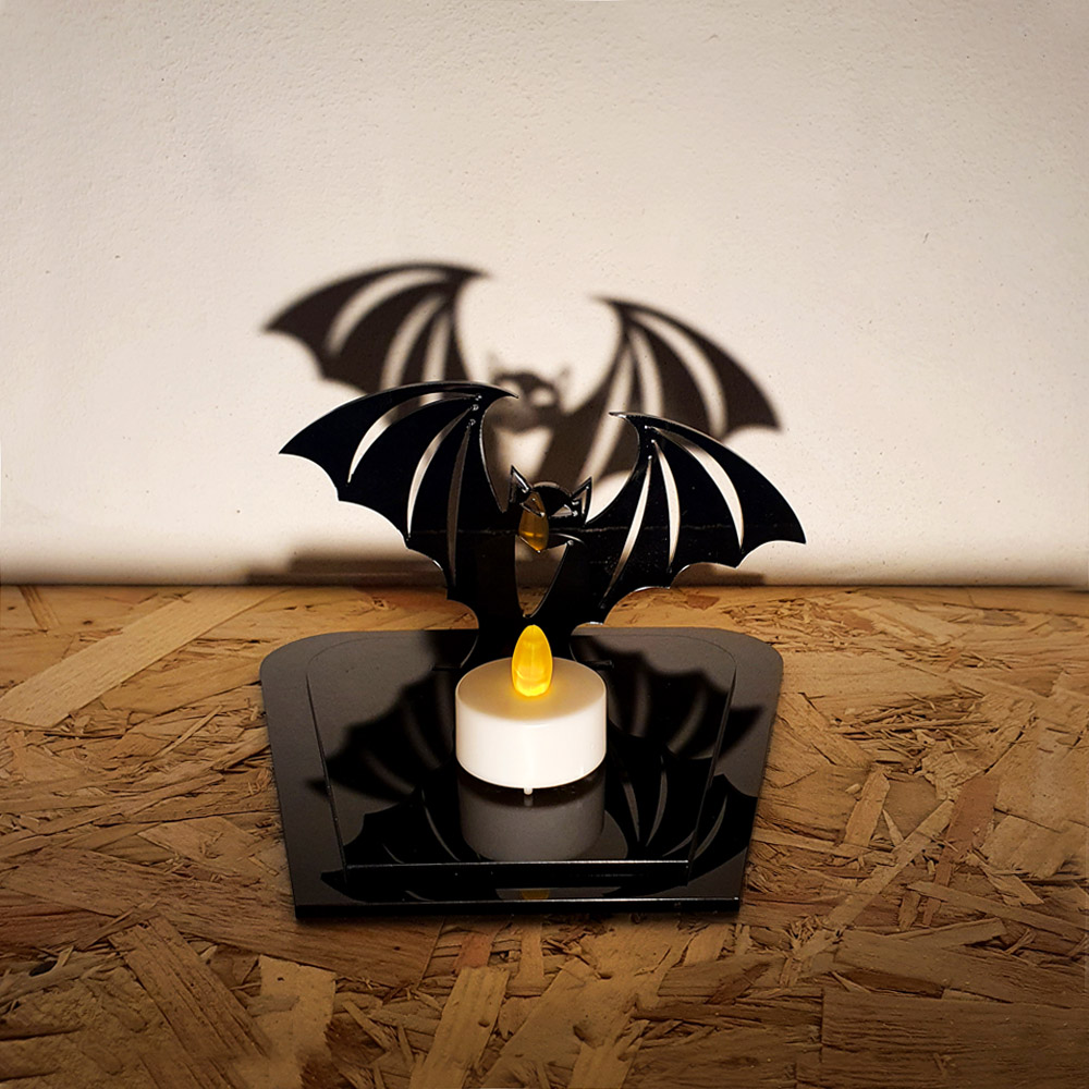 Bat Shadow Maker - Tea Light / Candle Holder 360 Lasers