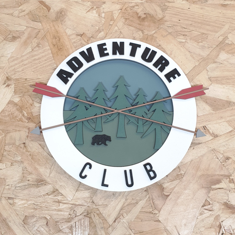 Painted Adventure Club Sign - Crossed Arrows 360 Lasers